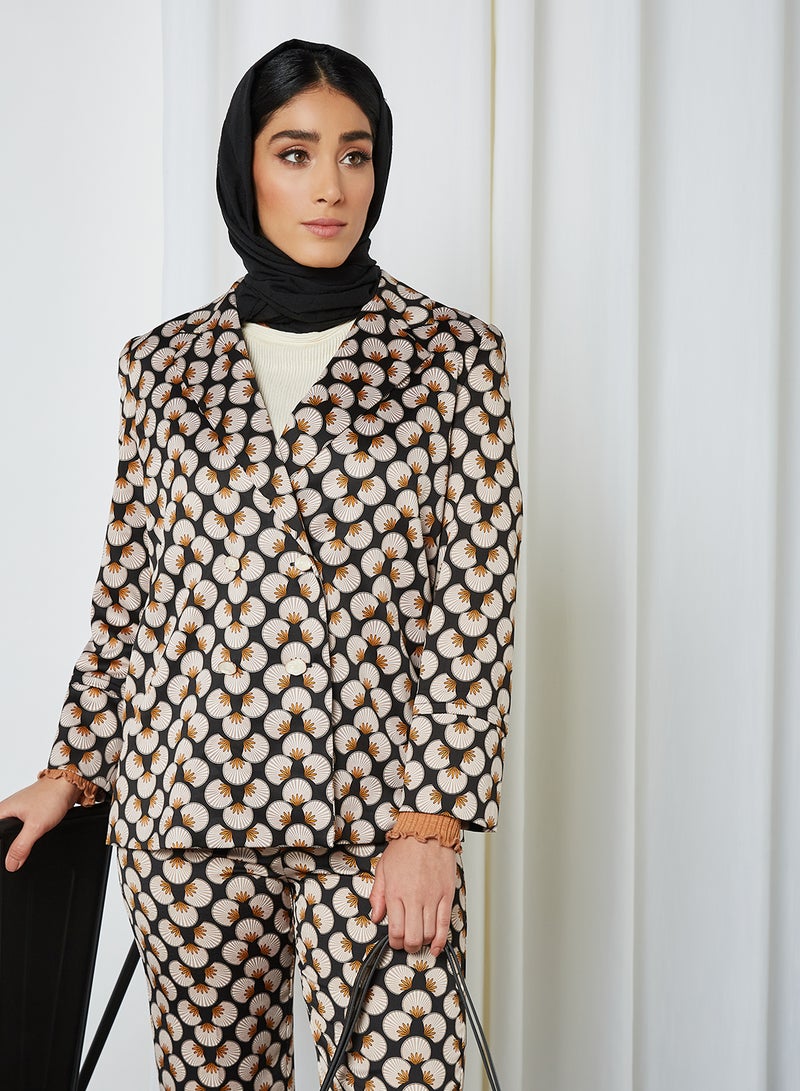 MANGO - All-Over Print Tailored Blazer Ecru - Image 1