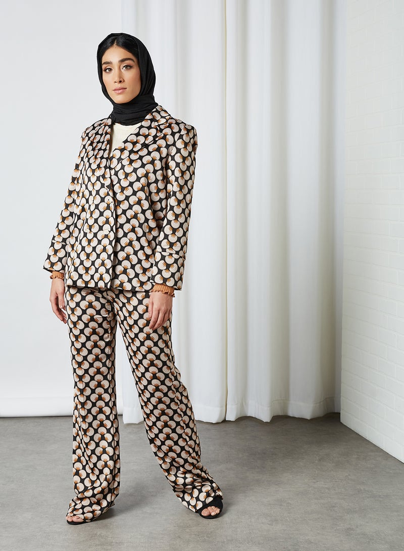 MANGO - All-Over Print Tailored Blazer Ecru - Image 1