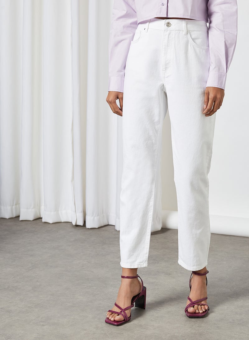 NOISY MAY High-Waist Mom Jeans Bright White  - Image 1