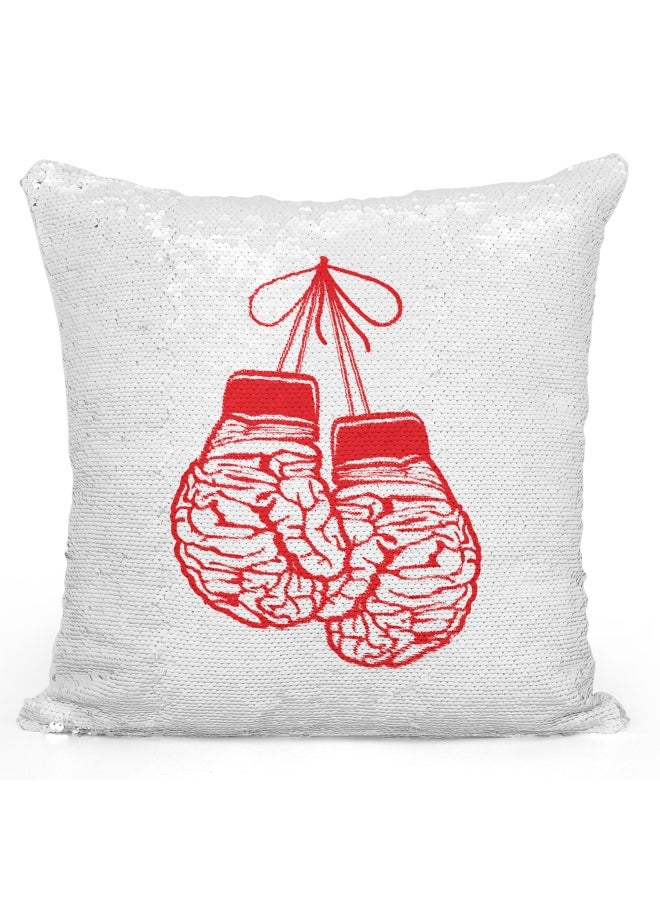 Decorative Boxing Gloves Printed Throw Pillow Multicolour  - Image 1