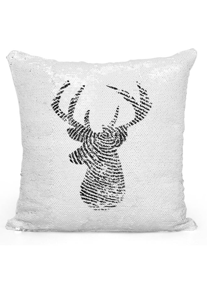 Decorative Throw Pillow Fingerprint Deer White/Black 16 x 16inch - Image 1