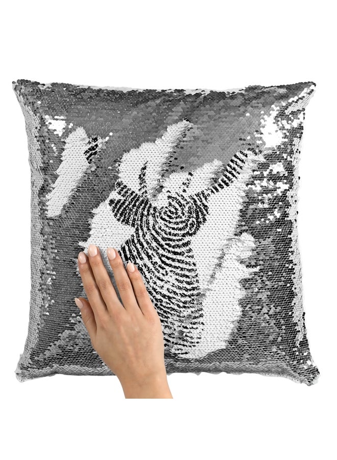 Decorative Throw Pillow Fingerprint Deer White/Black 16 x 16inch - Image 2
