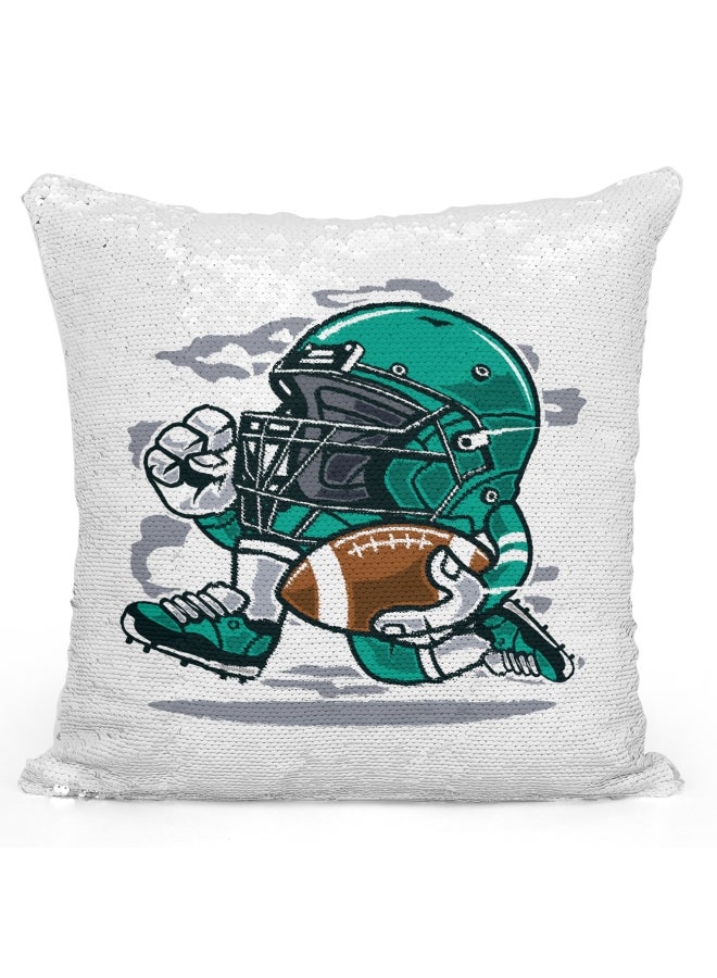 Decorative Throw Pillow - Mascot Helmet White/Green/Black 16x16inch - Image 1