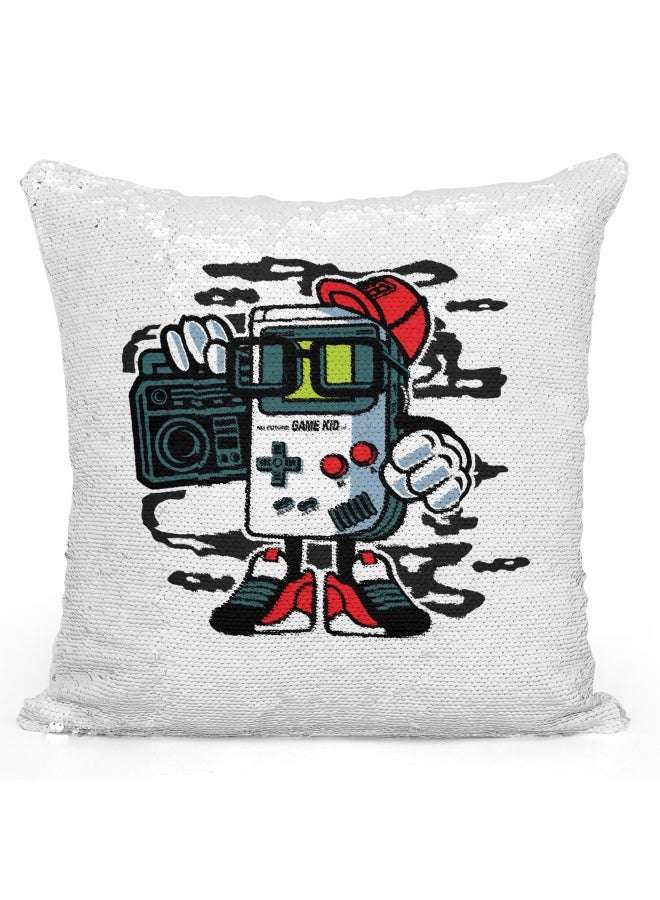 Decorative Throw Pillow - Game Boy White/Black/Red 16x16inch - Image 1