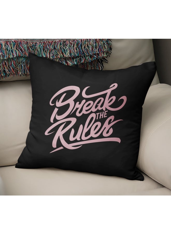Pink Printed Black Velvet Pillow Black/Pink 16 x 16inch - Image 1