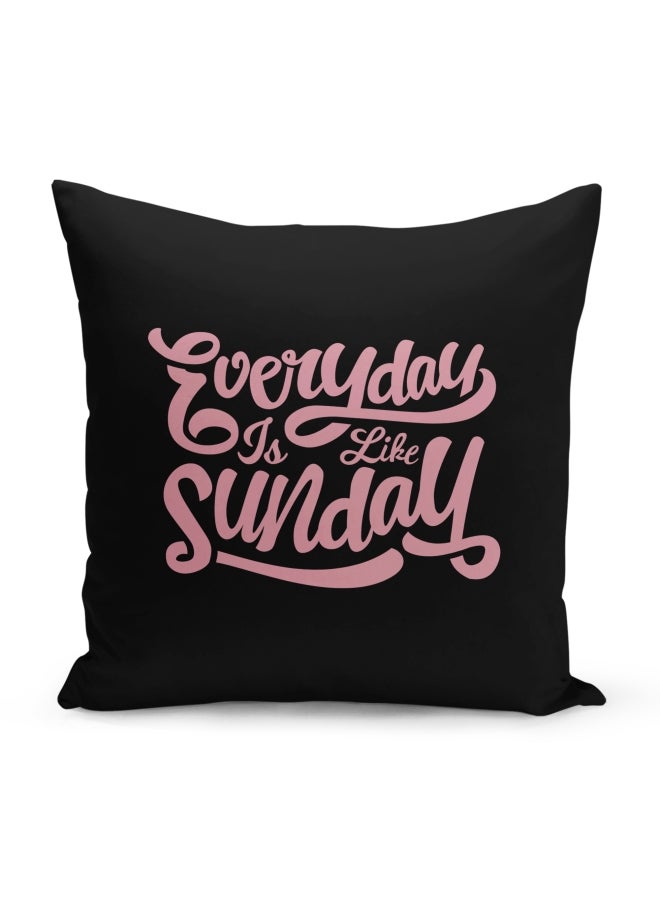 Generic - Everyday Is Sunday Printed Velvet Pillow Black/Pink 16 x 16inch - Image 1
