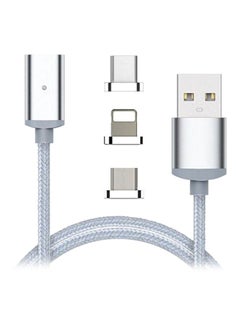 3 In 1 Magnetic USB Type C Adapter Charging Charger Data Cable For Iphone 7 7 Plus 6S 5S Android Smsung S7 S6 S5 Grey