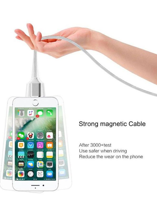 ALEESH - 3 In 1 Magnetic USB Type C Adapter Charging Charger Data Cable For Iphone 7 7 Plus 6S 5S Android Smsung S7 S6 S5 Grey - Image 1