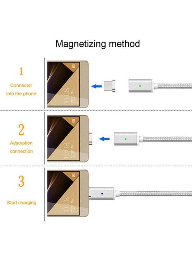ALEESH - 3 In 1 Magnetic USB Type C Adapter Charging Charger Data Cable For Iphone 7 7 Plus 6S 5S Android Smsung S7 S6 S5 Grey - Image 1