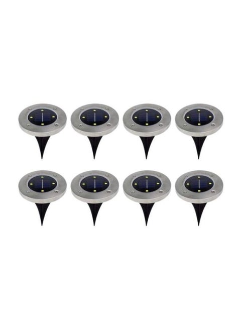 8-Piece 4 LED Solar Power Light Set Black/Blue/Silver