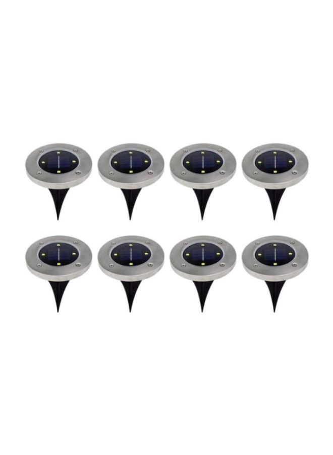 8-Piece 4 LED Solar Power Light Set Black/Blue/Silver