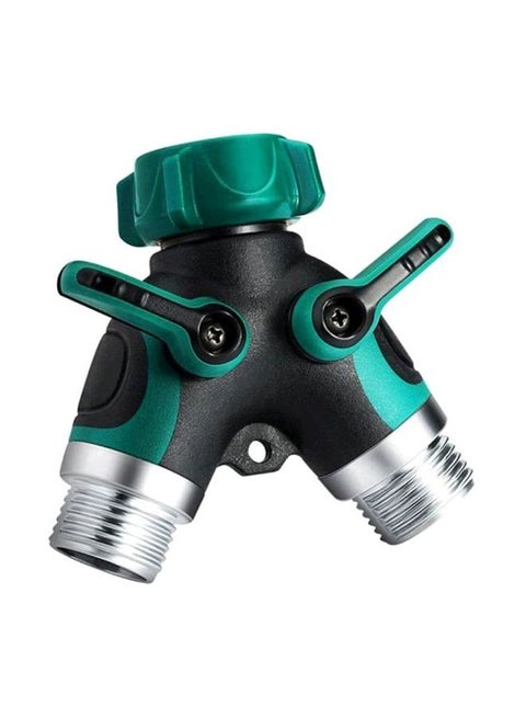 2 Way Y Hose Connector Black/Green/Silver 10x10x6cm