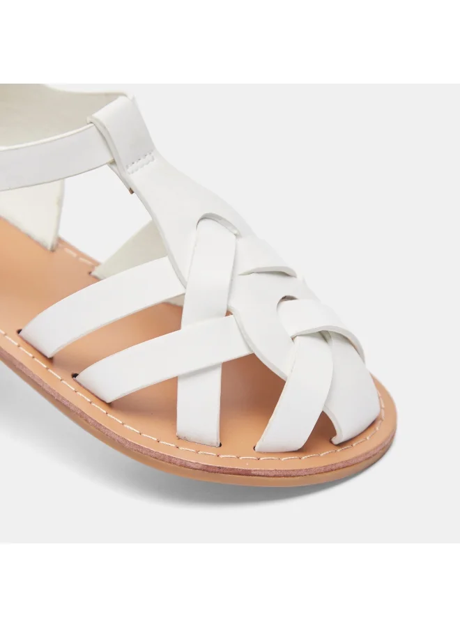 shoexpress Kids Woven Buckle Flat Sandals White