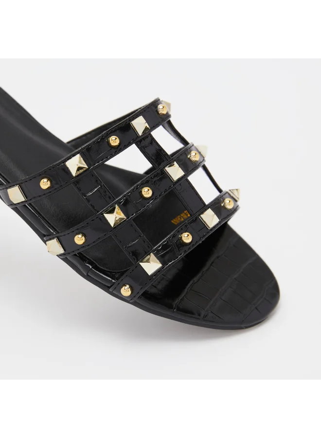 shoexpress Embellished Slip-On Slides Black/Gold