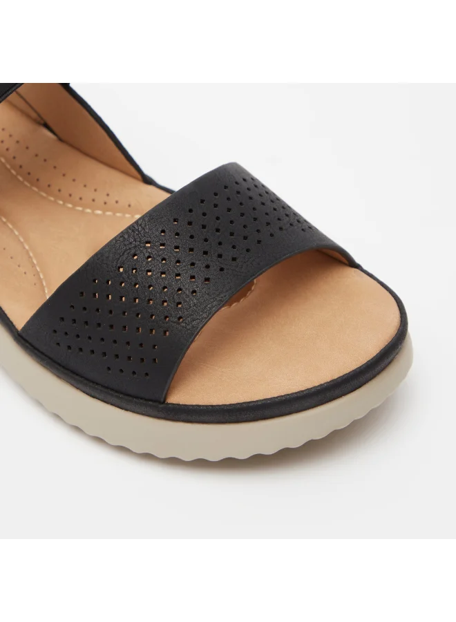 shoexpress Textured Elasticised Strap Sandals Black