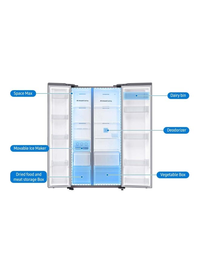 Samsung - Side By Side Refrigerator 14.8Cu.ft, Freezer 8.1Cu.ft, DIT Compressor 647 L RS62R5001M9C Silver Metallic - Image 1