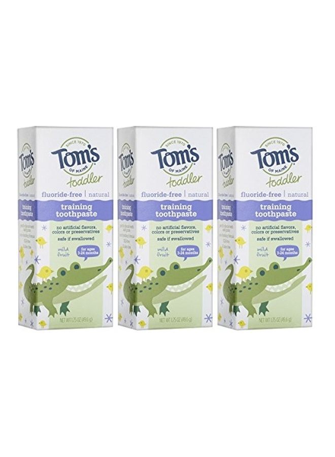 مجموعة معجون أسنان خال من الفلورايد للأطفال مكونة من 3 قطع