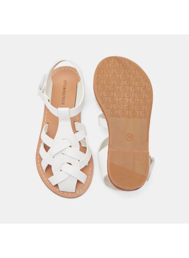 shoexpress Kids Woven Buckle Flat Sandals White