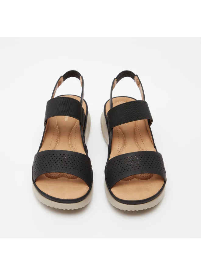 shoexpress Textured Elasticised Strap Sandals Black