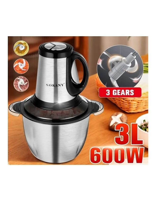 sokany Chopper Blender 3 L 500 W SK-7011 Silver - Image 2
