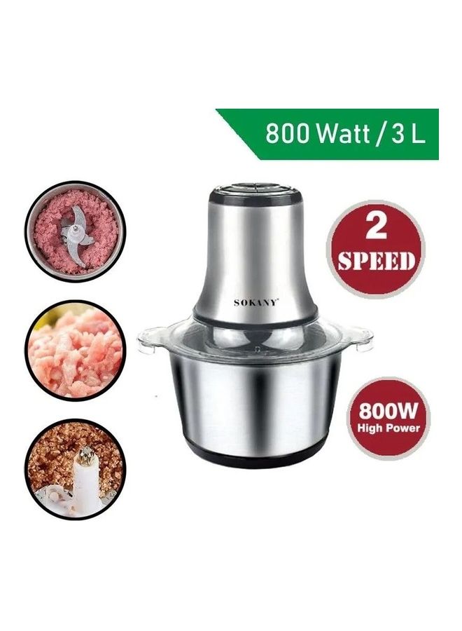 sokany - Chopper Blender 800 Watts 3 Liter 3.0 L 800.0 W LB7005A Silver - Image 1