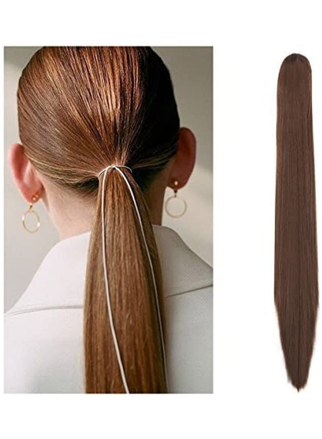 فوت وصلة ذيل حصان للشعر بمشبك غير مرئي بني 21بوصة