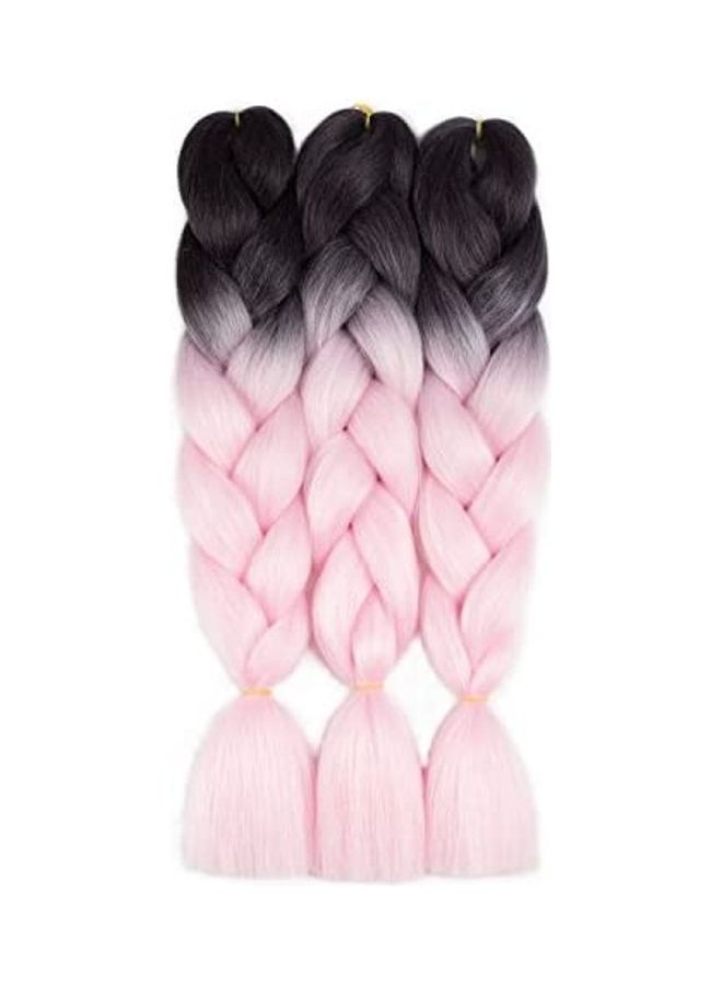 طقم وصلات شعر مضفرة بحجم كبير مكون من 3 قطع وردي/أسود 12بوصة