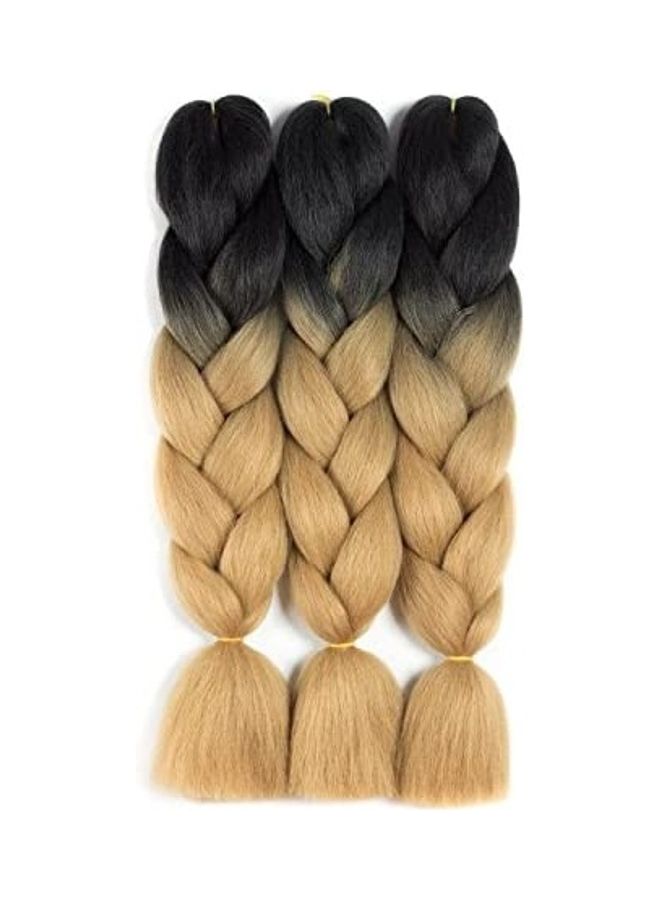 مجموعة وصلات شعر مضفر من ألياف الكانيكالون مكونة من 3 قطع بني/ أسود 12بوصة