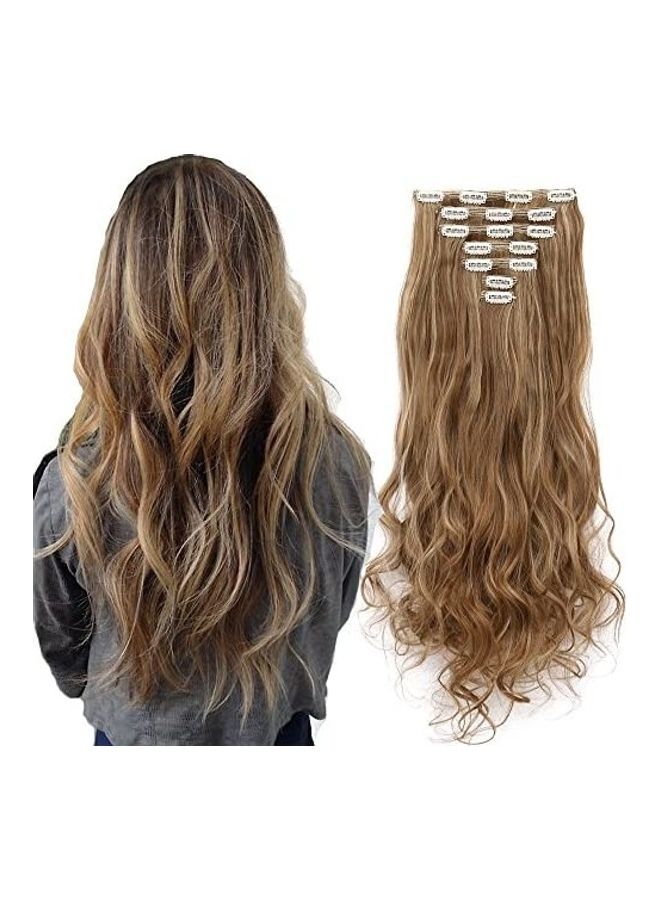 ليلينتا مجموعة وصلات شعر كيرلي بمشبك مكونة من 7 قطع بني 24بوصة