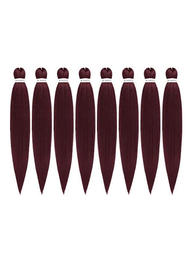 Difunee Pack Of 8 Pre-Stretched Braiding Hair Extensions Red 22inch 