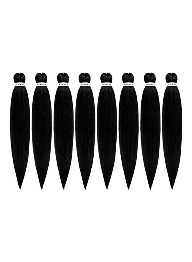 Difunee 8-Piece Pre-Stretched Braiding Hair Extension Black 24inch 