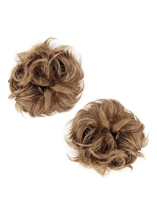 فوت مجموعة وصلات شعر بتصميم كعكةٍ غير مرتبة، من قطعتين بني 9بوصة