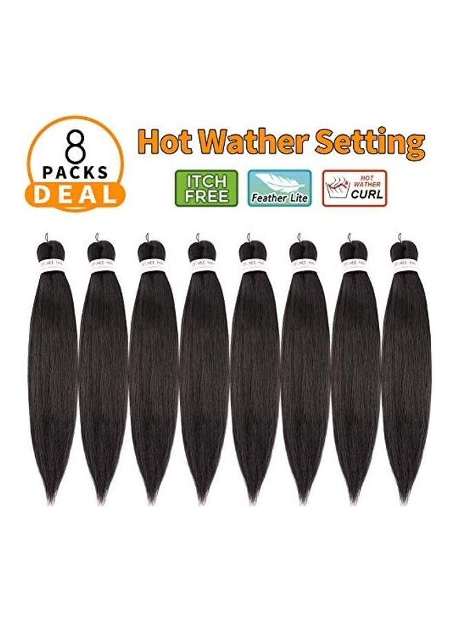 Difunee 8-Piece Pre-Stretched Braiding Crochet Hair Extension Black 20inch 