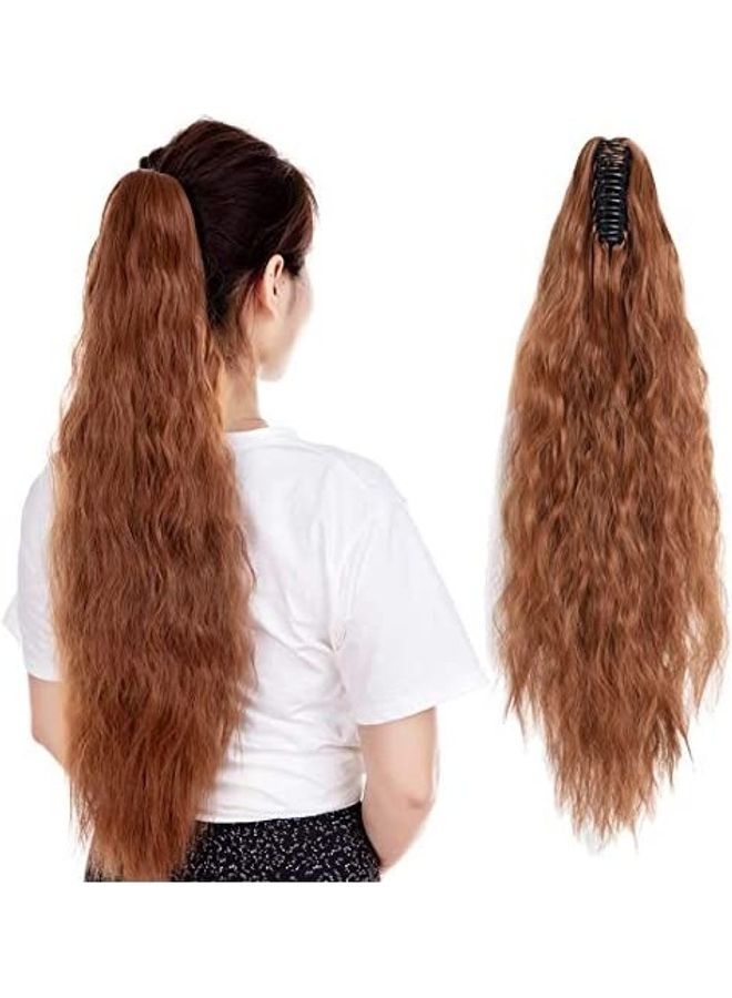 فوت وصلة شعر بمشبك على شكل ذيل حصان بني 21بوصة