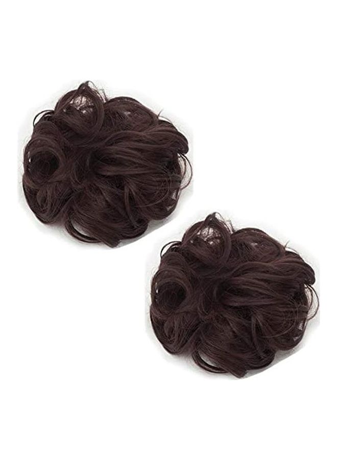 فوت وصلة شعر على شكل كعكة - قطعتين بني 9بوصة