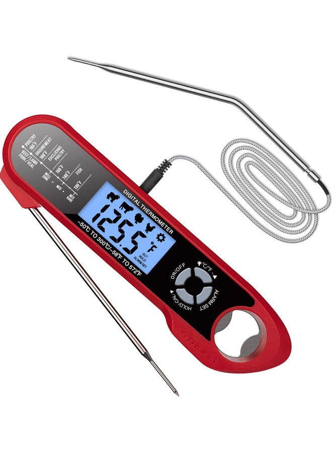 مقياس حرارة فوري متعدد الأستعمالات للحوم الطعام وللمطبخ والطهي والفرن مع المنبه متعدد الألوان - Image 1