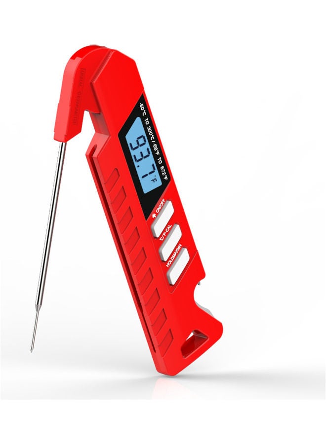 Digital Waterproof Instant Read Meat Thermometer with Bottle Opener for Grill Smoker Cooking Red - Image 1