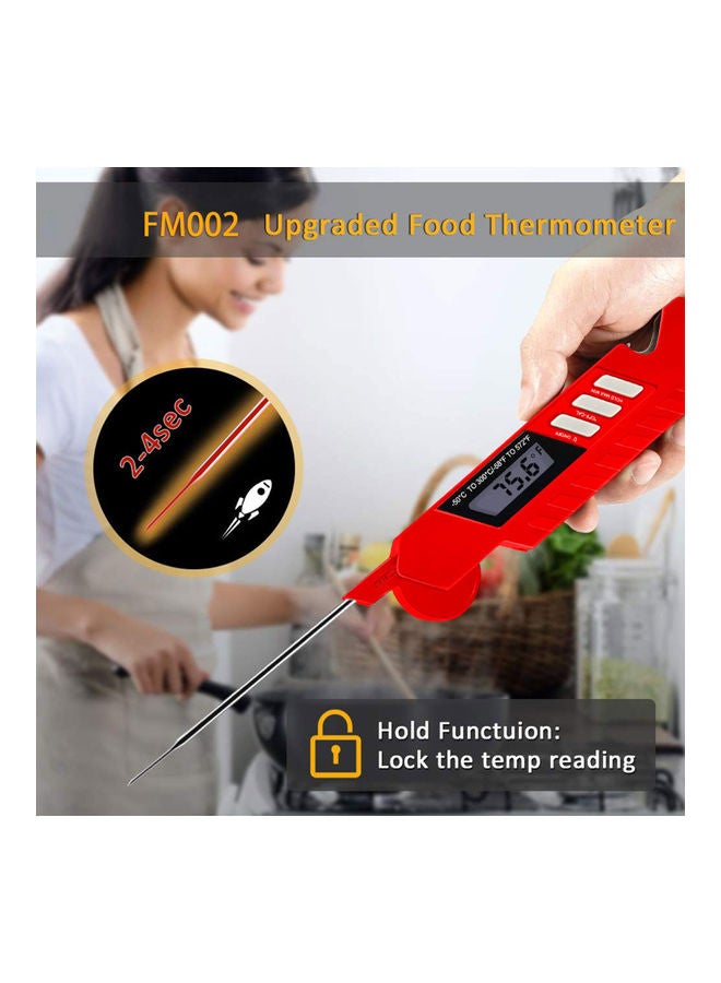 Digital Waterproof Instant Read Meat Thermometer with Bottle Opener for Grill Smoker Cooking Red - Image 3