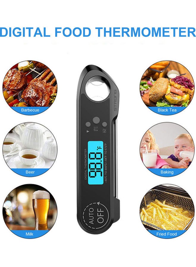 Meat Thermometer Instant Read Digital Fast Food Thermometer with Backlight Calibration Bottle Opener IP67 Waterproof Kitchen BBQ Thermometer Beige  - Image 2