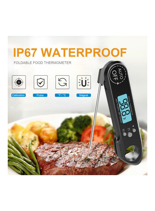 Meat Thermometer Instant Read Digital Fast Food Thermometer with Backlight Calibration Bottle Opener IP67 Waterproof Kitchen BBQ Thermometer Beige  - Image 4