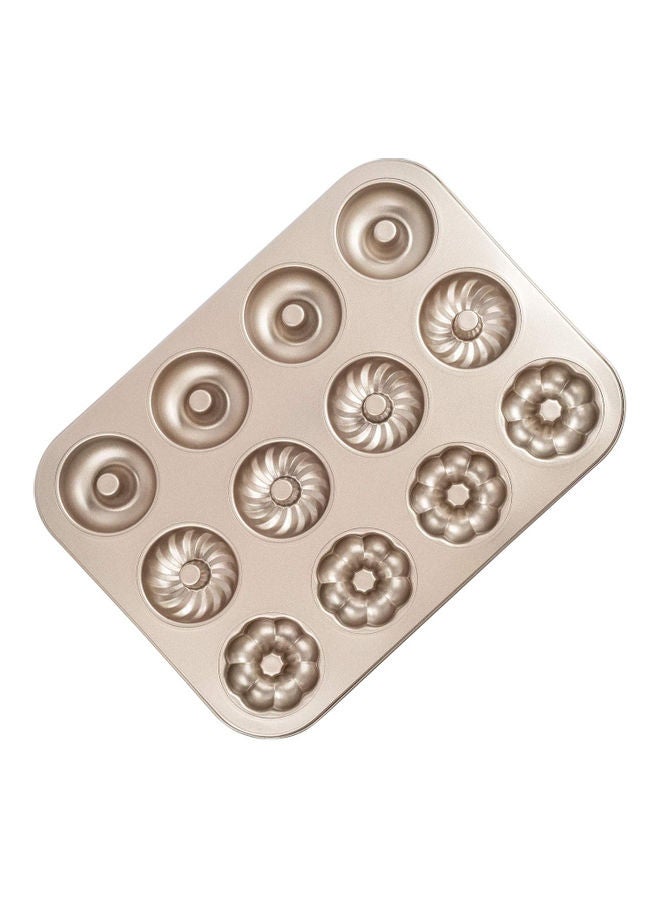 DIY Non-Stick 12-Cavity Doughnuts Baking Pans Beige 