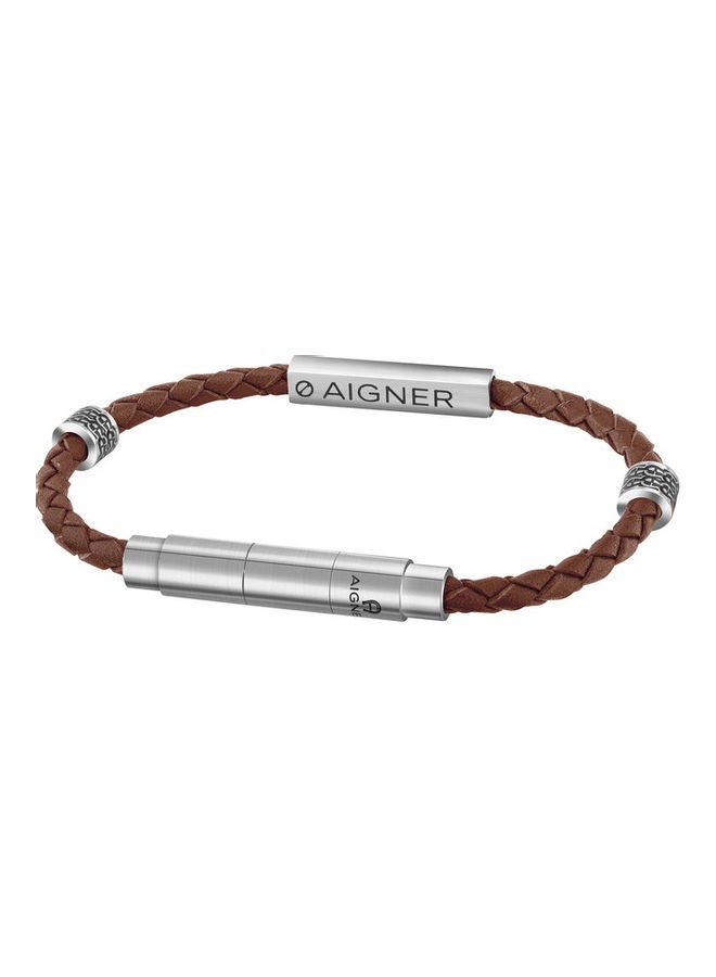 اغنر سوار من الجلد المضفر مزين بخرز على شكل قضيب