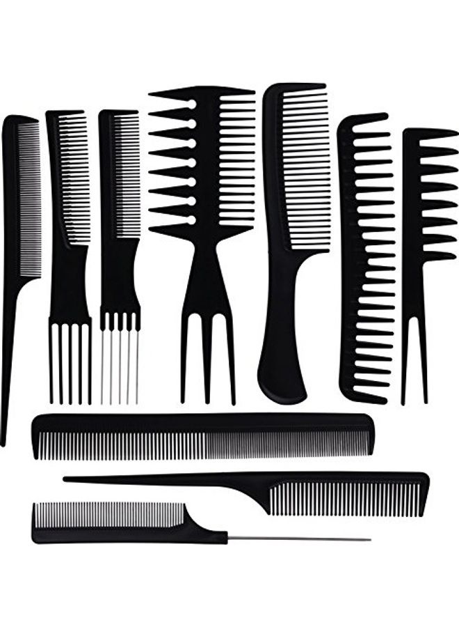BS Mall 10-Piece Professional All Hair Type Styling Comb Set Black - Image 1