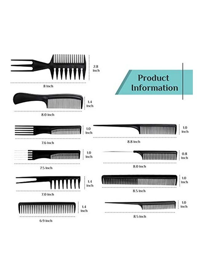 طقم أمشاط احترافية لتصفيف جميع أنواع الشعر من 10 قطع أسود - v1616148333/N45447267A_5