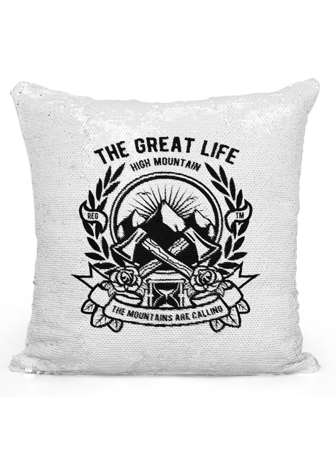 Decorative Throw Pillow - The Great Life Sequin White/Black 16x16inch - Image 1
