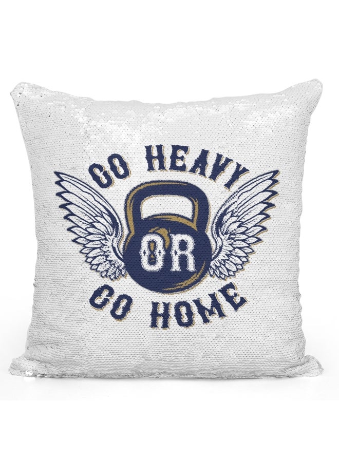 Decorative Throw Pillow - Go Heavy Weight Ball White/Blue 16x16inch - Image 1