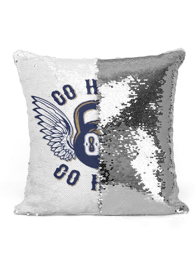 Decorative Throw Pillow - Go Heavy Weight Ball White/Blue 16x16inch - Image 3