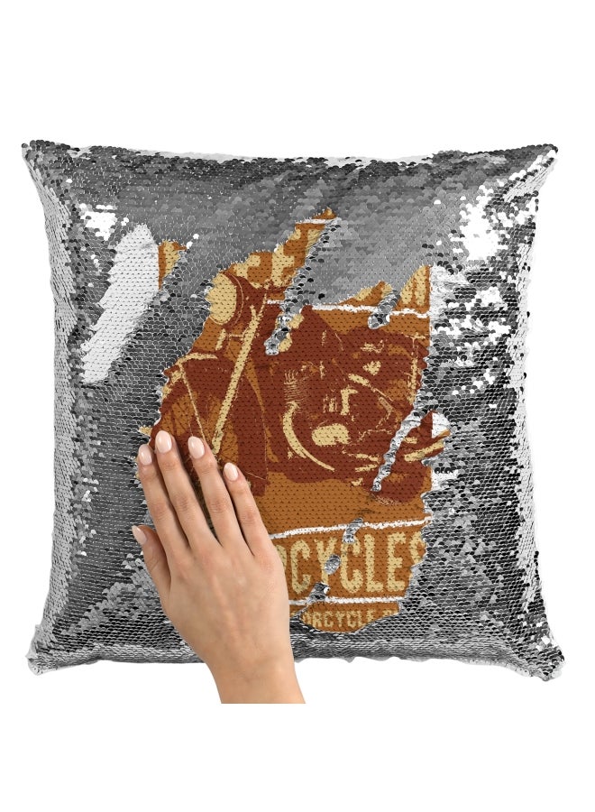 Decorative Throw Pillow - Vintage Bike Freedom Bikes White/Brown/Orange 16x16inch - Image 2
