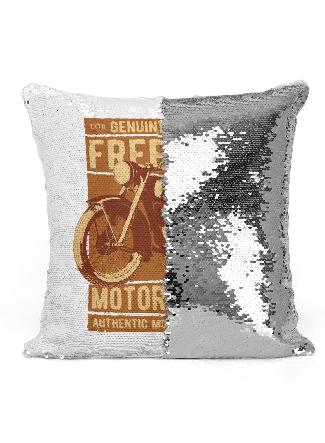 Decorative Throw Pillow - Vintage Bike Freedom Bikes White/Brown/Orange 16x16inch - Image 3