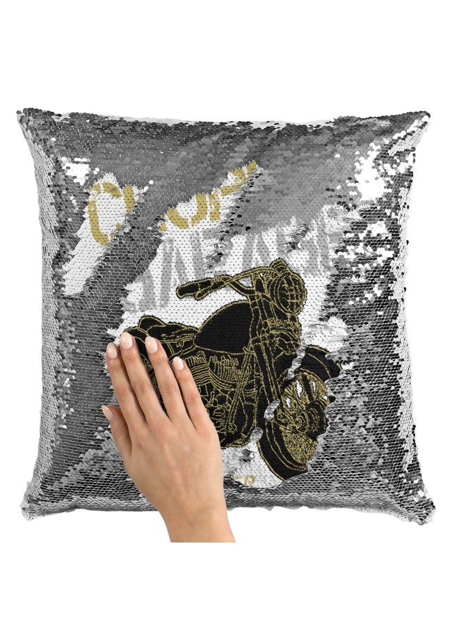 Decorative Throw Pillow - American Chopper Bike White/Green/Black 16x16inch - Image 2